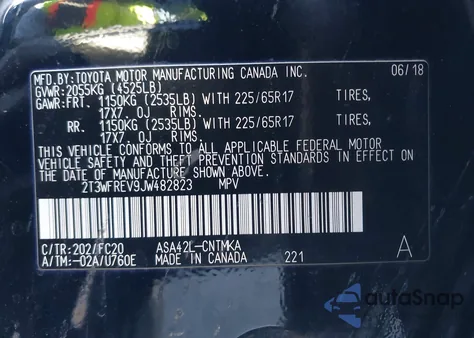 2018 Toyota Rav4 Xle from USA, damaged, VIN 2T3WFREV9JW482823